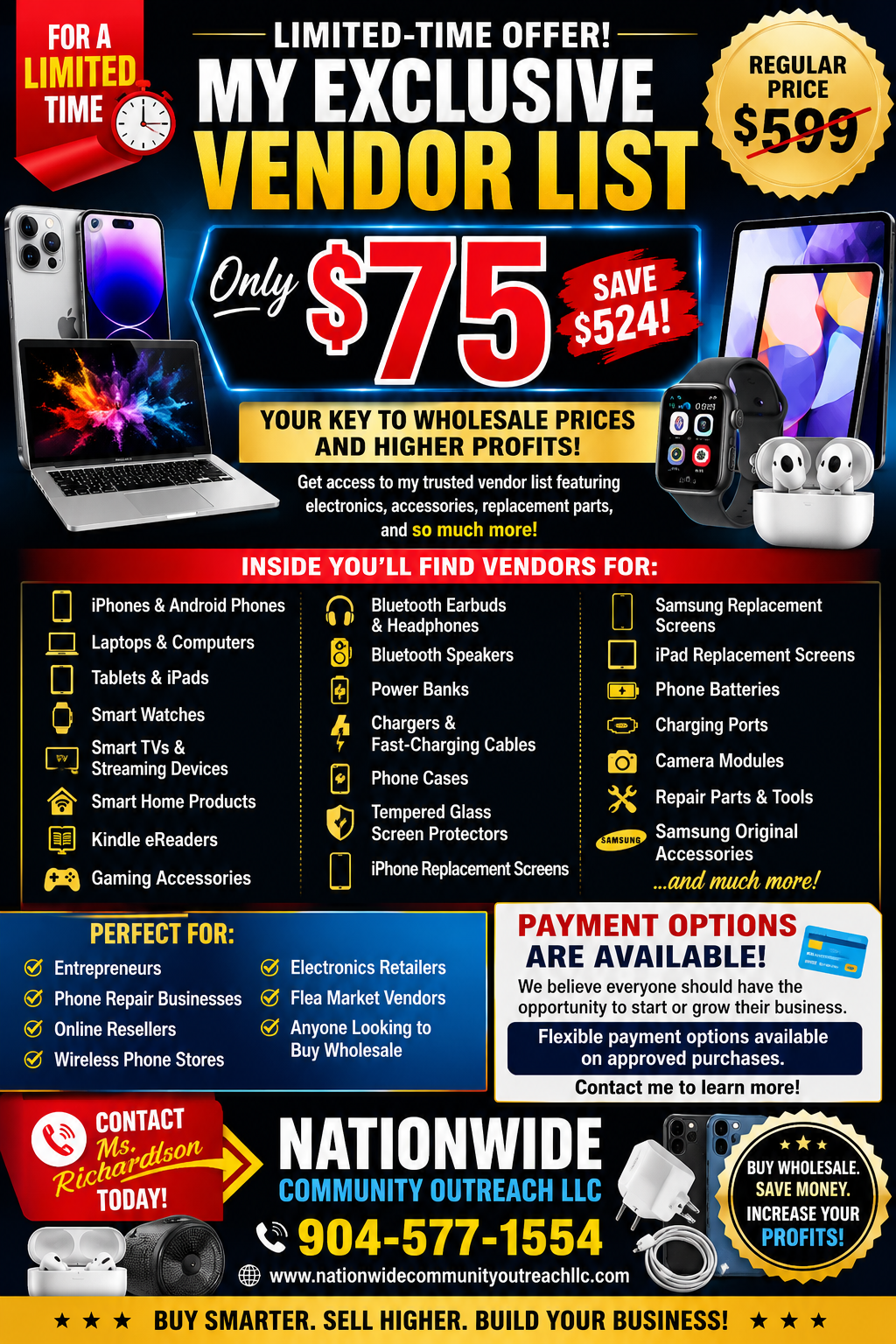 Exclusive Electronics Vendor List for just $75!